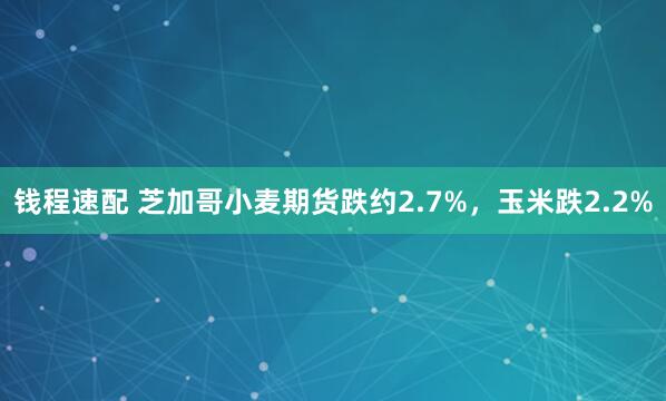 钱程速配 芝加哥小麦期货跌约2.7%,玉米跌2.2%